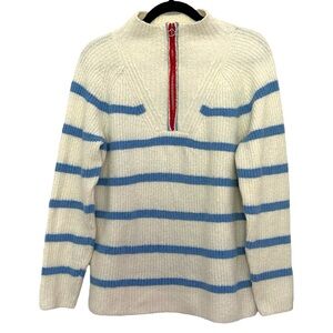 Talbots Women’s Boucle Half Zip Striped Pullover‎ Sweater  Sz M